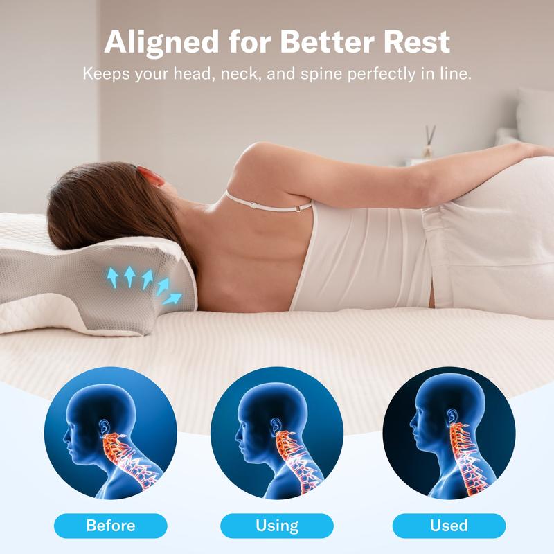 Kairo Contour Memory Foam Pillow Ergonomic Support for Side, Back & Stomach Sleepers
