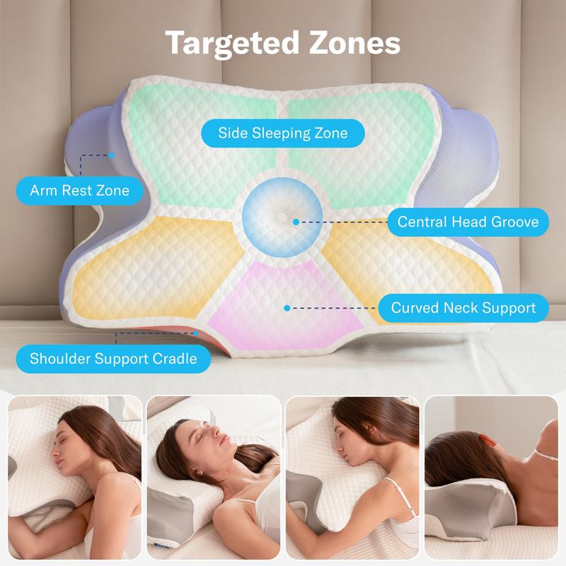 Kairo Contour Memory Foam Pillow Ergonomic Support for Side, Back & Stomach Sleepers