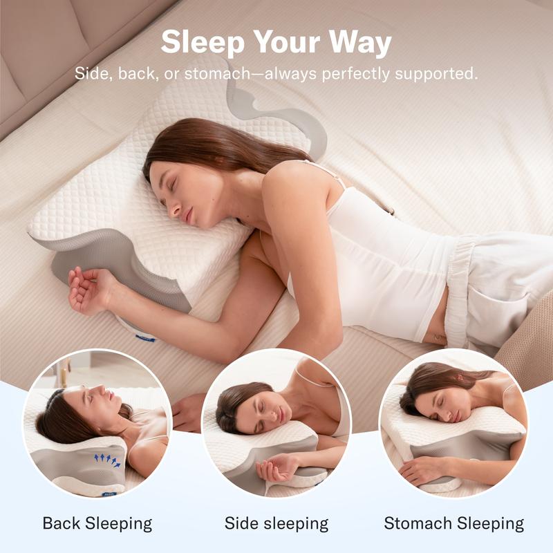 Kairo Contour Memory Foam Pillow Ergonomic Support for Side, Back & Stomach Sleepers
