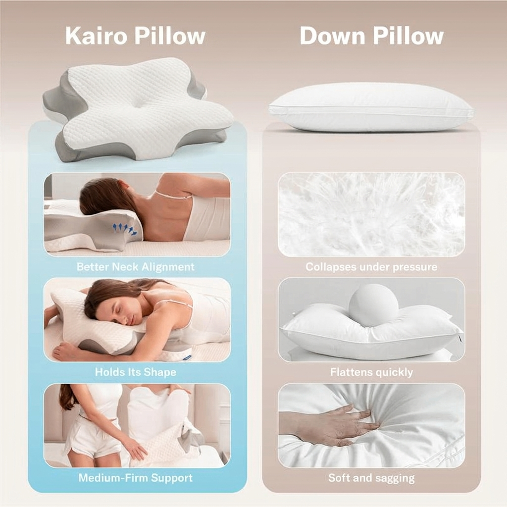 Kairo Contour Memory Foam Pillow Ergonomic Support for Side, Back & Stomach Sleepers